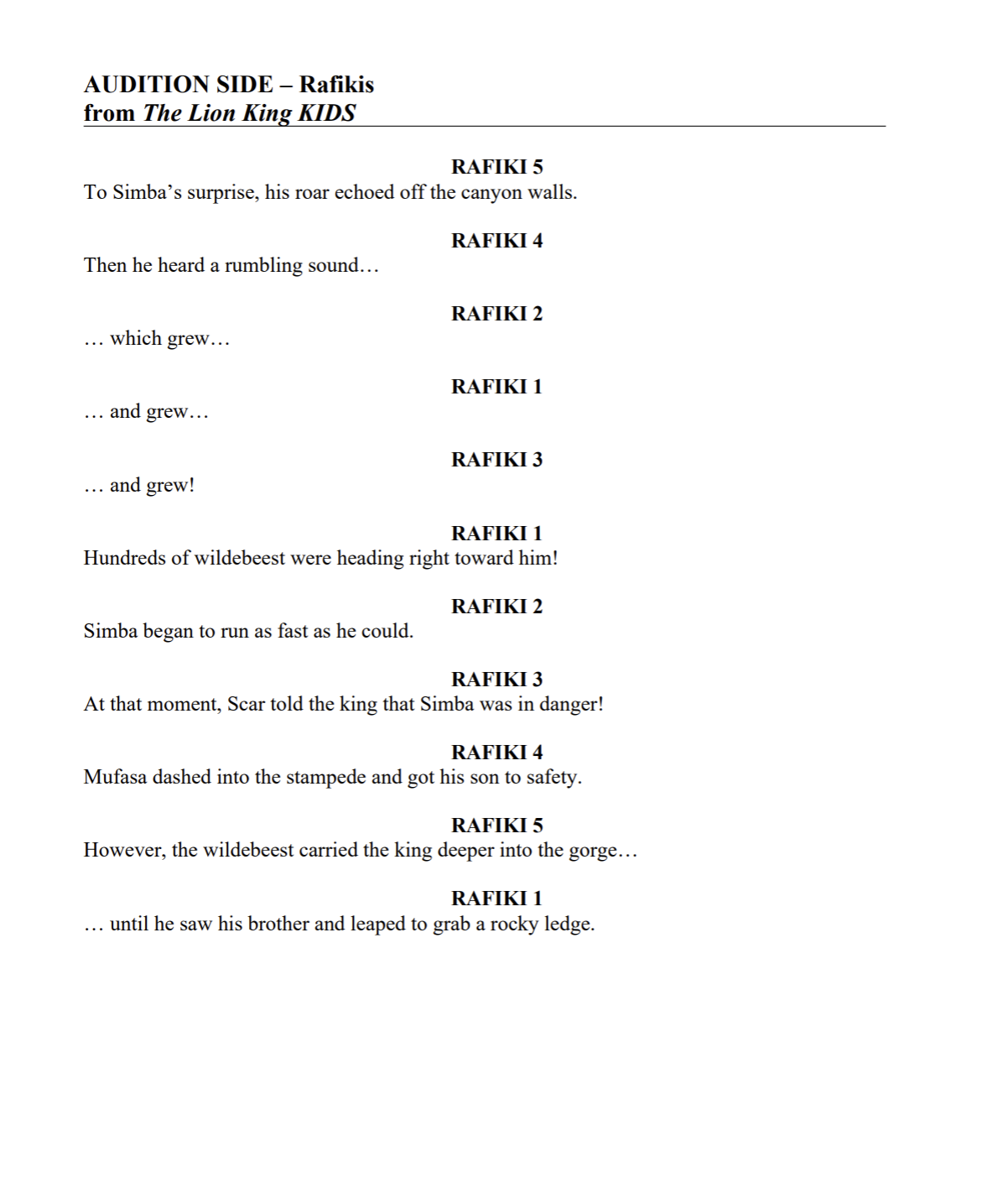 Audition Side Rafiki