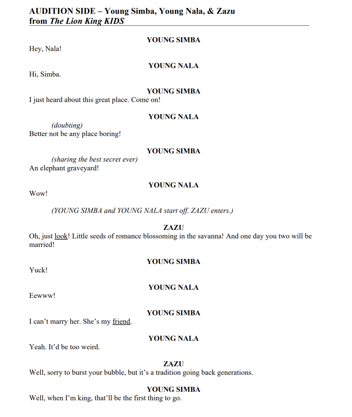 Young Simba Young Nala Zazu SIDE