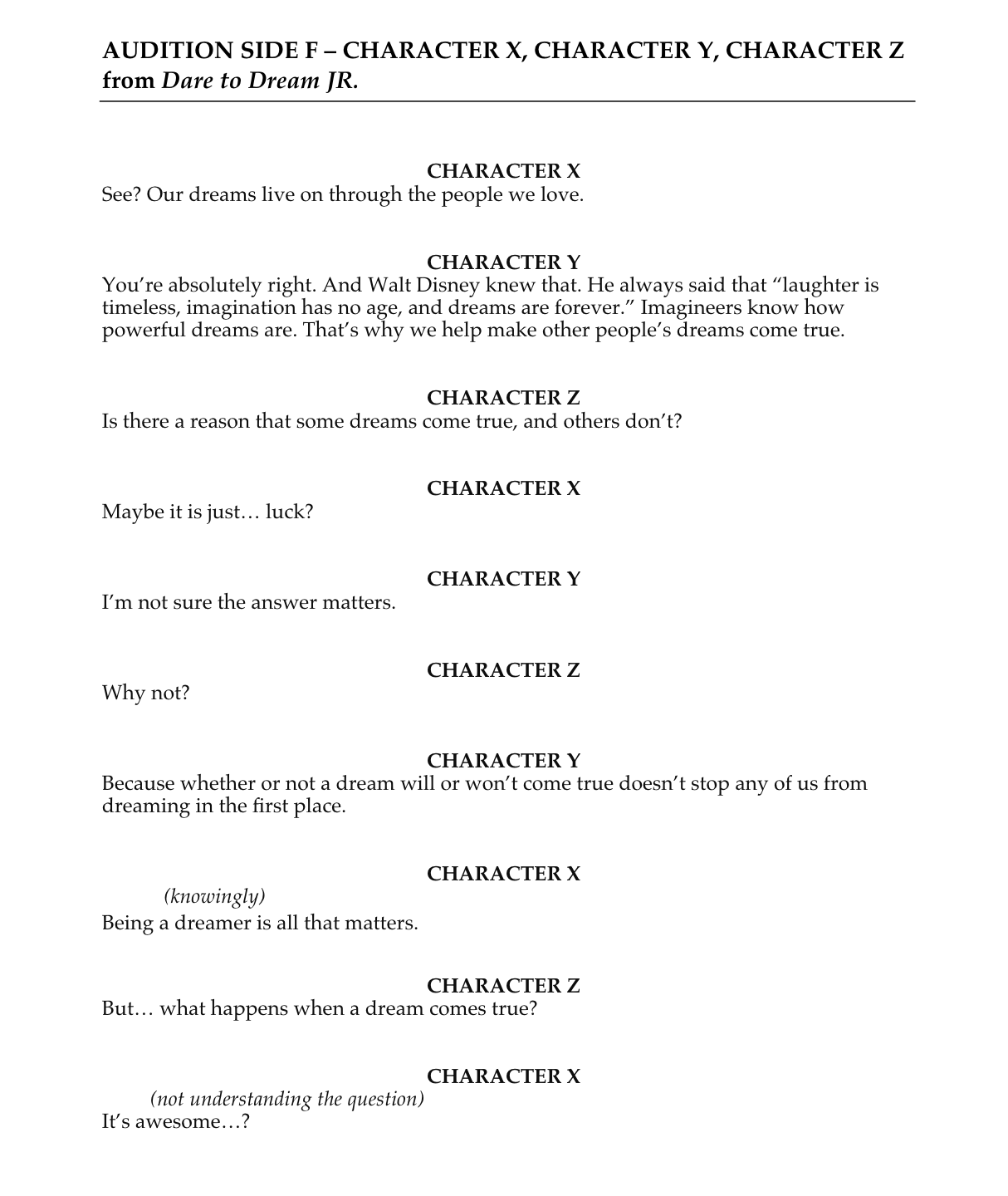 Audition Side F