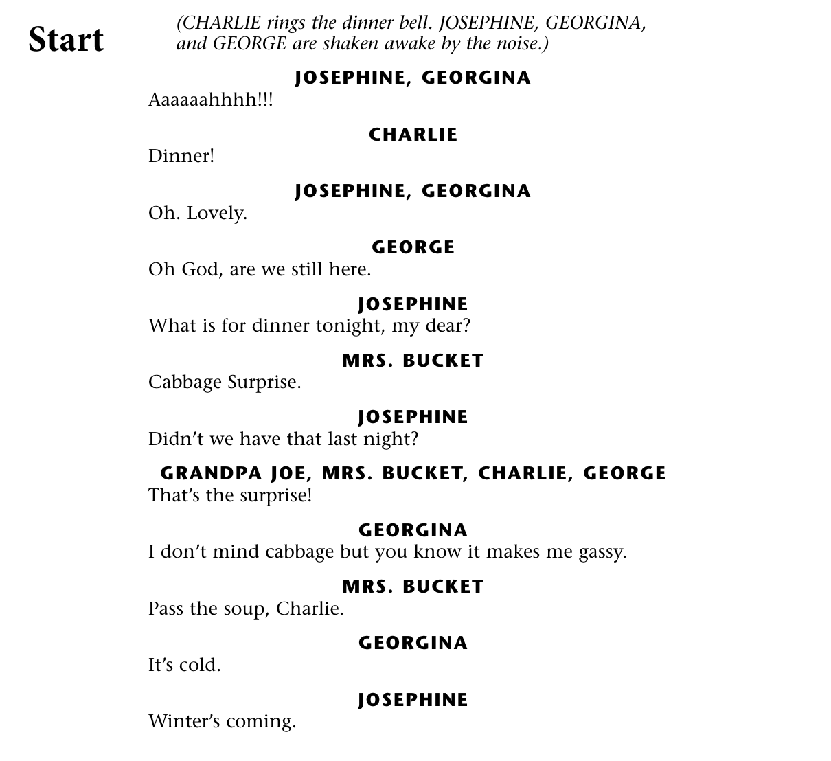 Charlie, Mrs. Bucket, Grandparents Side 1