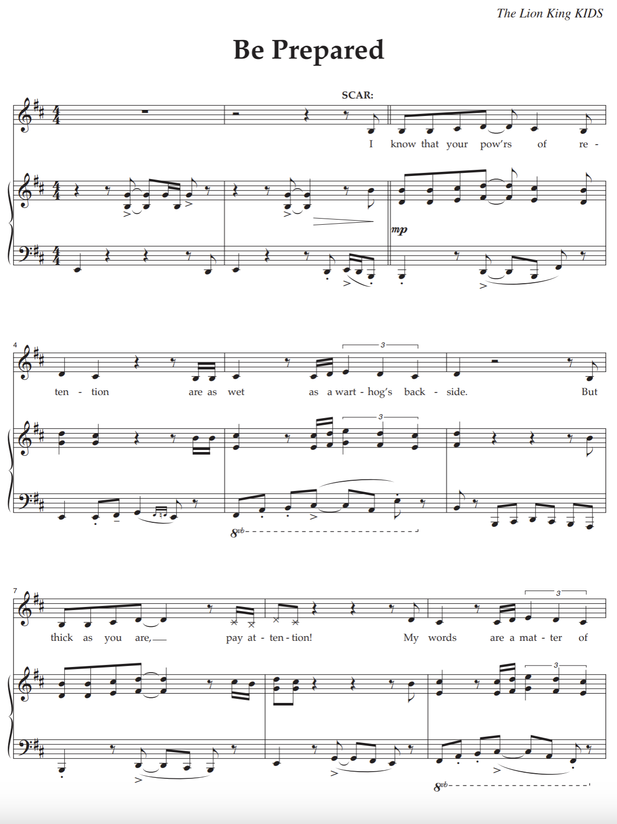 Scar Be Prepard KIDS