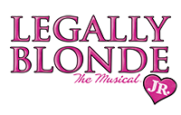 Legally Blonde the Musical in pink lettering. JR appears in a pink heart.