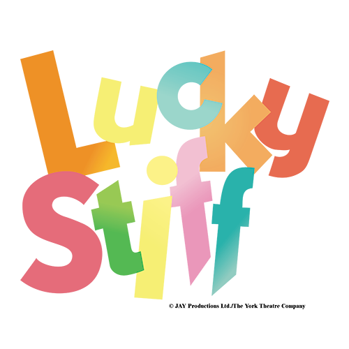 Lucy Stiff text in multi-coloured letters