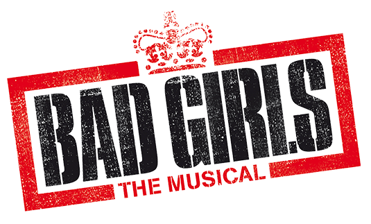 Bad Girls the Musical logo with red border featuring a crown