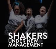 Photograph of three women bouncers in a club with 'SHAKERS Under New Management' text