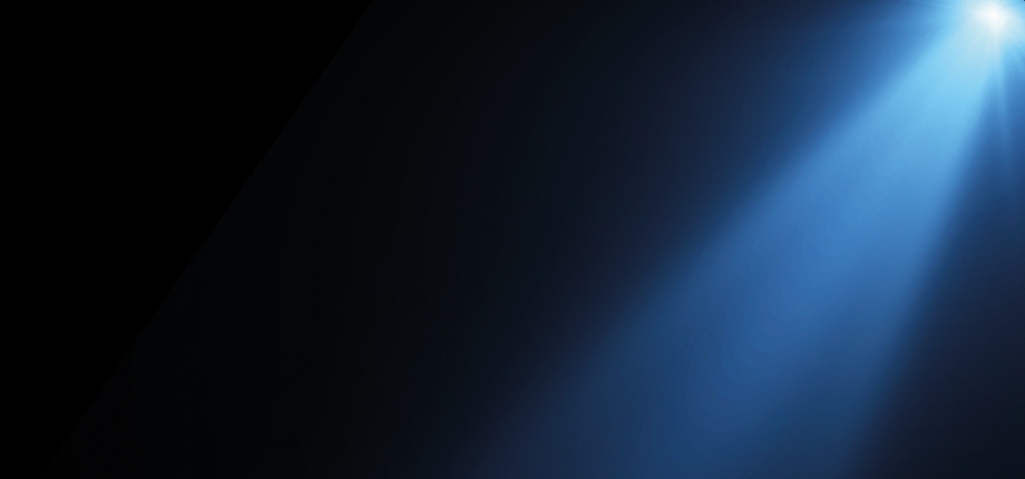 Blue spotlight in top right hand corner