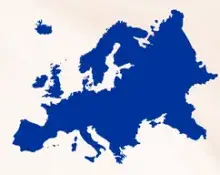 Blue map of Europe on cream background
