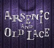 Purple wallpaper with Arsenic and Old Lace text overlay