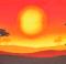 Peaceful African Sun Landscape backdrop is used in Lion King play