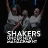 Photograph of three women bouncers in a club with 'SHAKERS Under New Management' text